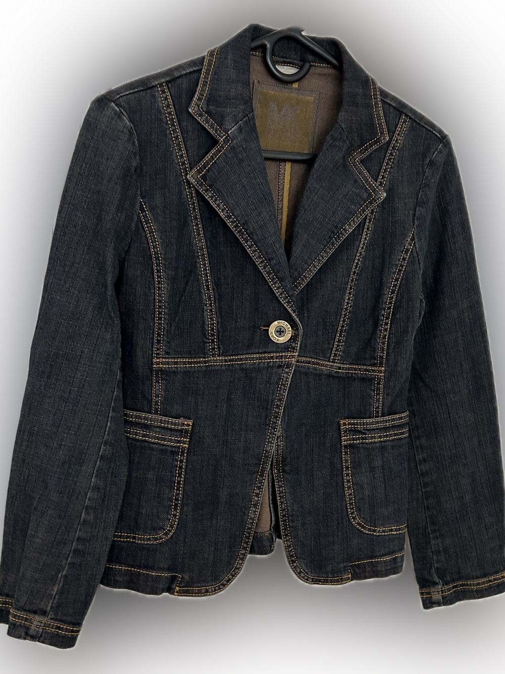 Michael Kors Classy Flattering Denim Jean Cotton Blazer Jacket